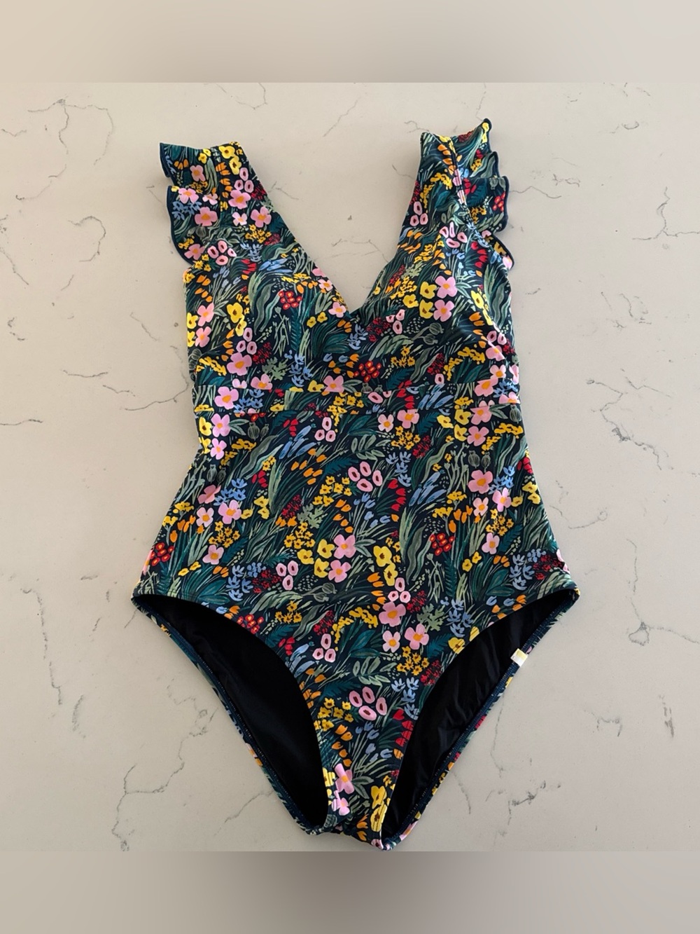 NWOT Summersalt Ruffle Backflip One-piece Swimsuit Long Torso Large Floral